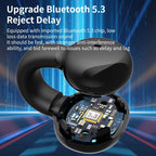 Wireless Bluetooth Earphone Single Ear Bone Conduction Earphone Clip Ear Music Noise Cancelling HD Call Sports Gaming Earphone