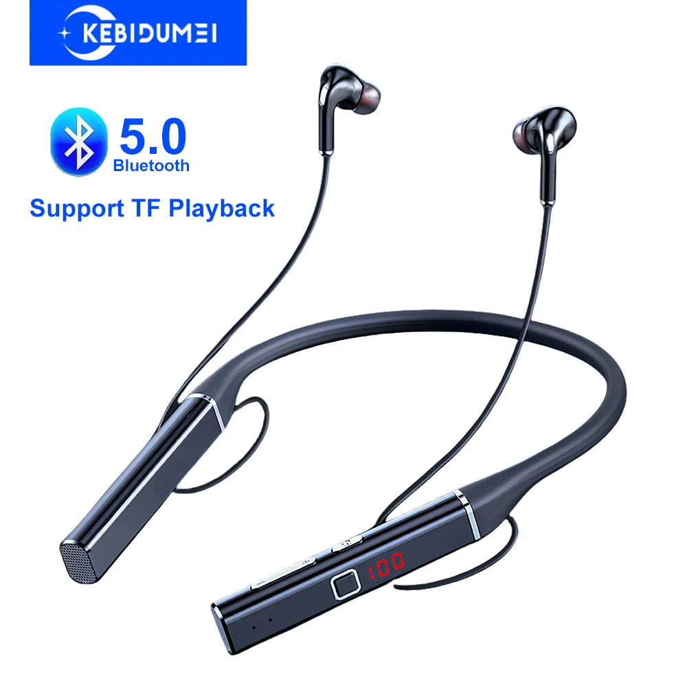 Neckband Headphones Wireless Headsets Bluetooth 5.0 Earphones HiFi Stereo Noise Reduction Earbuds Support TF Playback for Xiaomi