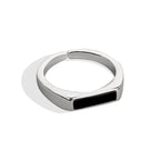 CIAXY Silver Color Geometric Black Rectangular Rings for Unisex Personality Adjustable Ring Fashion Simple  Jewelry