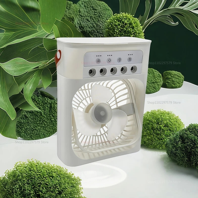 Portable Air Conditioner Fan 3 in 1 USB Electric Fan Five Hole Spray Humidifier for Home Office Desk Personal Cooling Fan
