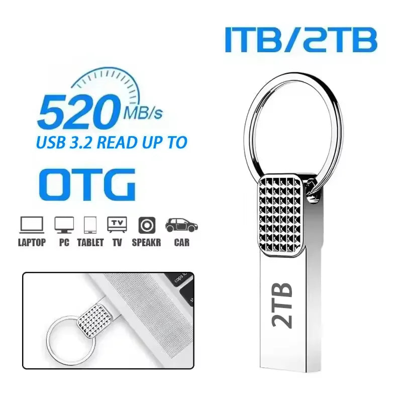 2TB USB Flash Drive Metal USB 3.2 Pen Drive Key 1TB 512GB Type C High Speed Pendrive 128gb Mini Flash Drive For Phone New