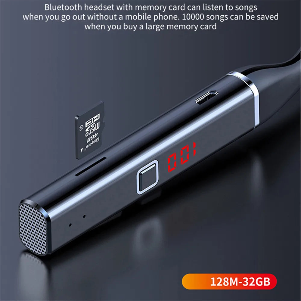 Neckband Headphones Wireless Headsets Bluetooth 5.0 Earphones HiFi Stereo Noise Reduction Earbuds Support TF Playback for Xiaomi