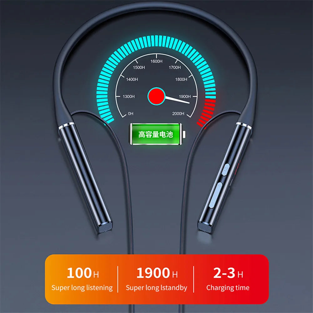 Neckband Headphones Wireless Headsets Bluetooth 5.0 Earphones HiFi Stereo Noise Reduction Earbuds Support TF Playback for Xiaomi