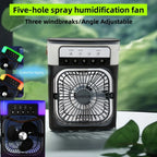 Portable Air Conditioner Fan 3 in 1 USB Electric Fan Five Hole Spray Humidifier for Home Office Desk Personal Cooling Fan