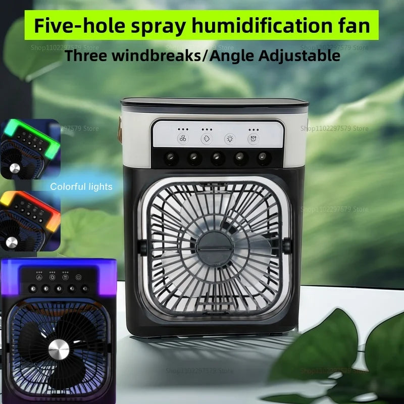 Portable Air Conditioner Fan 3 in 1 USB Electric Fan Five Hole Spray Humidifier for Home Office Desk Personal Cooling Fan