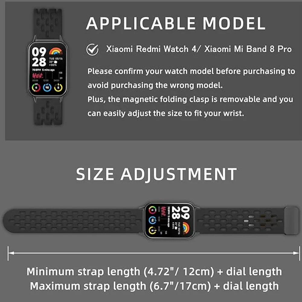 Silicone Strap for Redmi watch 5 4 Magnetic Buckle Sports Band for Mi band 9pro 8pro Correa Breathable Bracelet Accessories